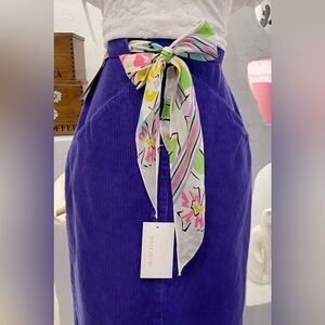 Vintage White & Multicoloured Floral Thin Long Scarf by Liz Claiborne